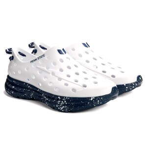 white and navy Kane recovery shoes with Penn State on side